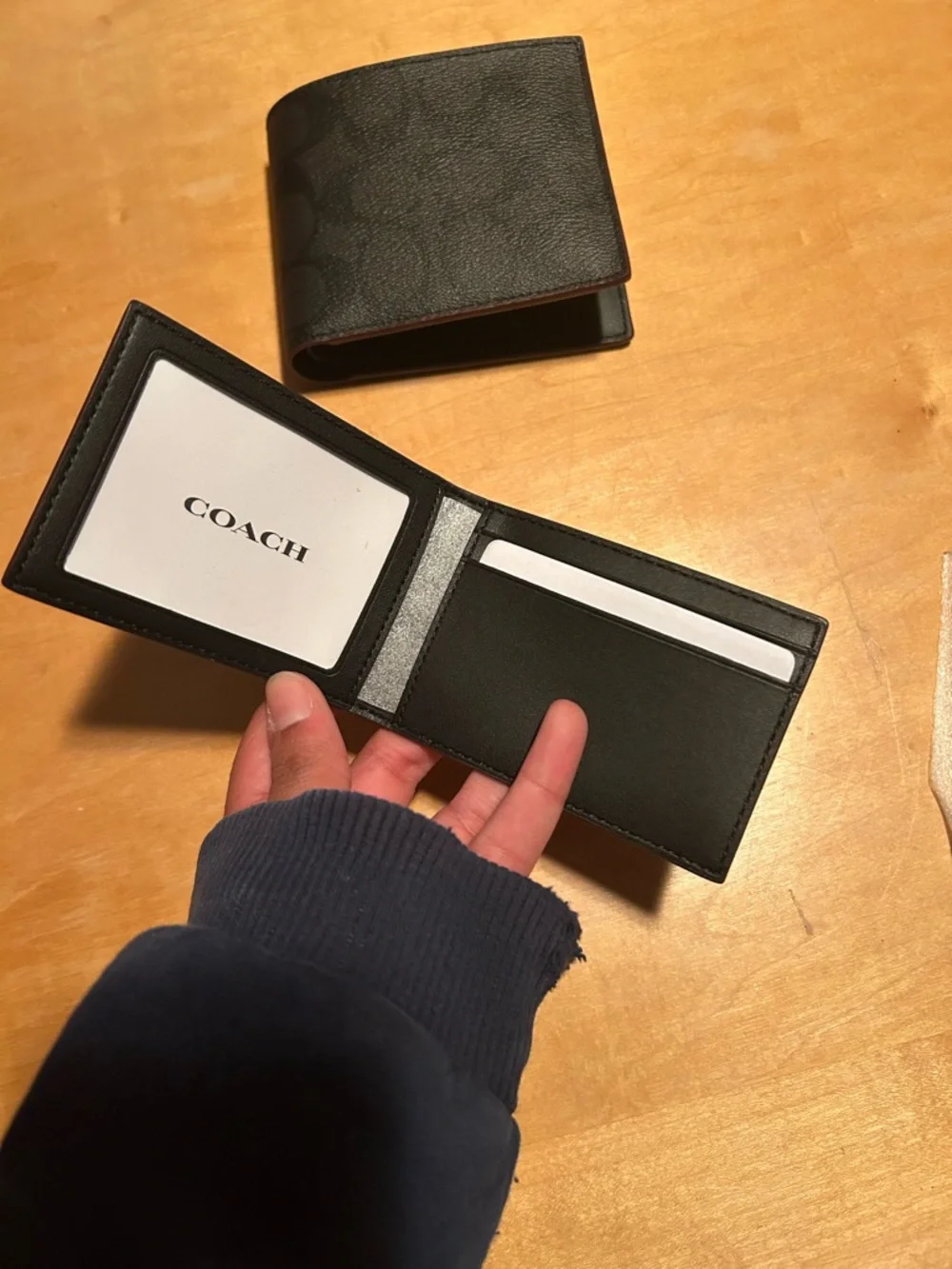 Coach Black Leather Bifold Wallet, and Credit Card Wallet - Men's Accessory